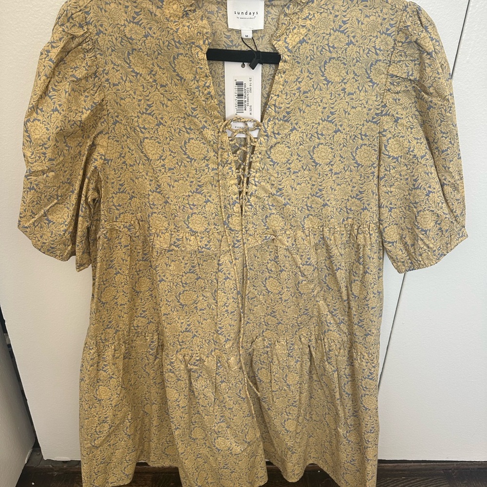 Sunday’s Yellow and Blue Floral Dress NWT